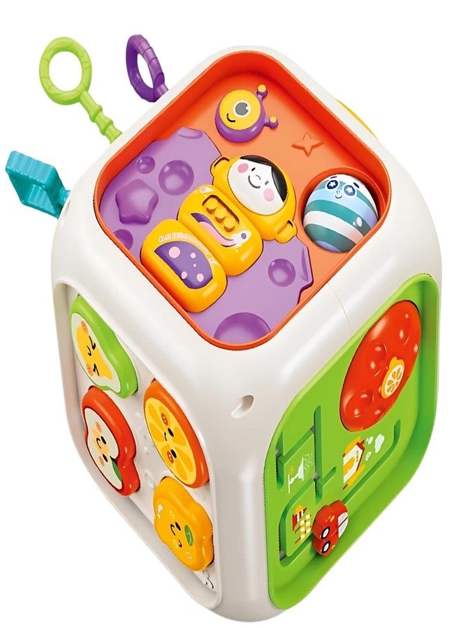 PLUSPOINT 6in1 Baby Busy Activity Cube for Kids Montessori Educational Learning Cube Toys for Infants & Toddlers, Shape Sorter Toy for Toddlers 1 2 3 Year Old Boys Girls - Image 1